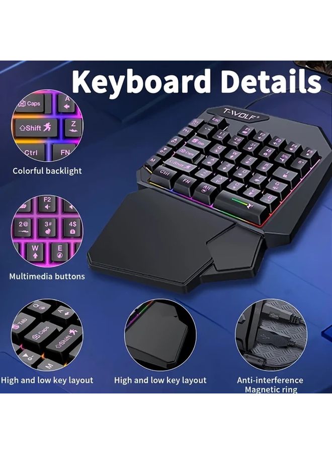 1pc Compact 40 Percent Wired Gaming Keyboard 7 RGB Modes Detachable Wrist Rest - Image 5